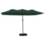 Double-Head Parasol with LEDs Green 449x245cm