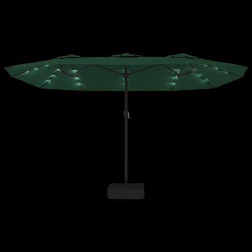 Double-Head Parasol with LEDs Green 449x245cm - Image 6