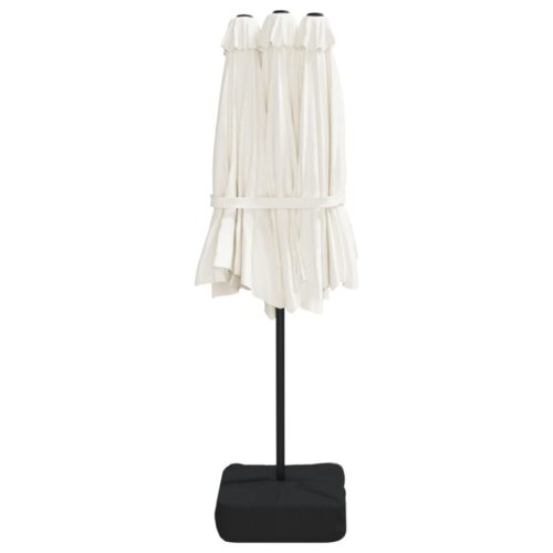 Double-Head Parasol with LEDs Sand White 449x245cm - Image 7