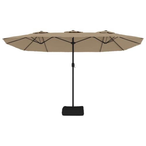 Double-Head Parasol with LEDs Taupe 449x245cm - Image 5