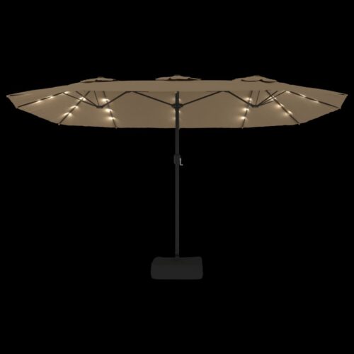 Double-Head Parasol with LEDs Taupe 449x245cm - Image 6
