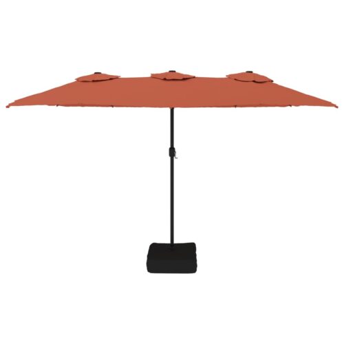 Double-Head Parasol with LEDs Terracotta 449x245cm - Image 4