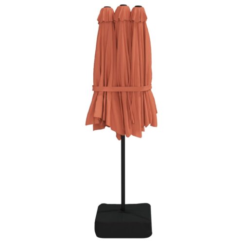 Double-Head Parasol with LEDs Terracotta 449x245cm - Image 7