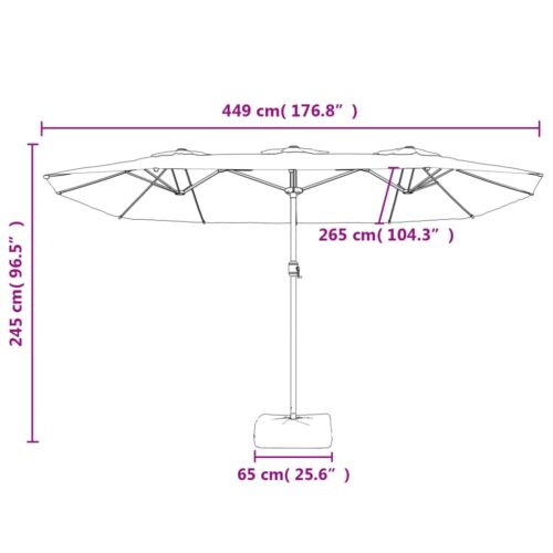 Double-Head Parasol with LEDs Terracotta 449x245cm - Image 10