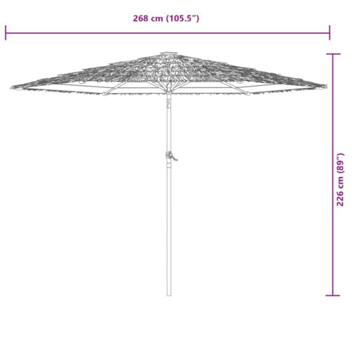 Garden Parasol with Steel Pole Brown 268x268x226cm - Image 11