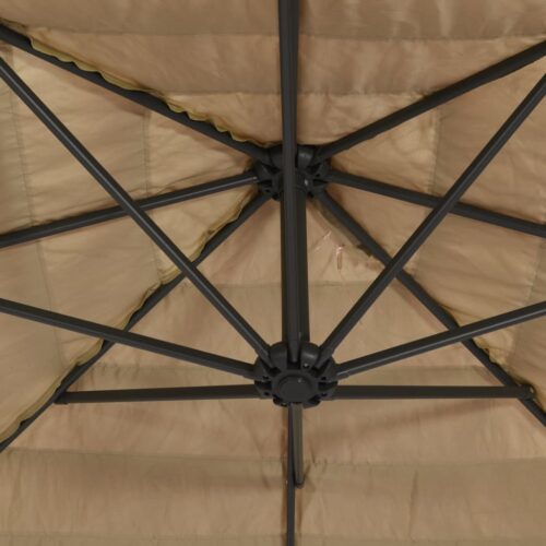 Garden Parasol with Steel Pole Brown 288x288x225cm - Image 7