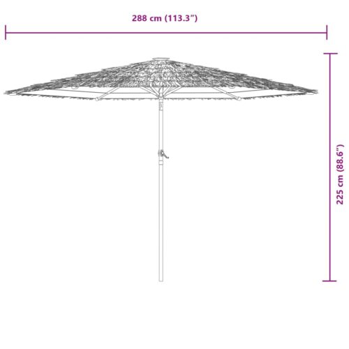 Garden Parasol with Steel Pole Brown 288x288x225cm - Image 11