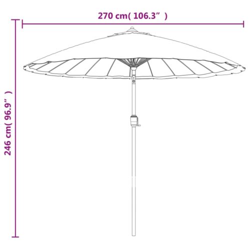 Outdoor Parasol with Aluminium Pole 270cm Black - Image 8