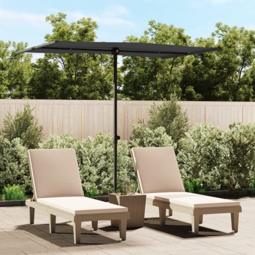 Outdoor Parasol with Aluminium Pole 2x1.5m Black - Image 2