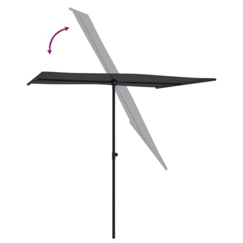 Outdoor Parasol with Aluminium Pole 2x1.5m Black - Image 6