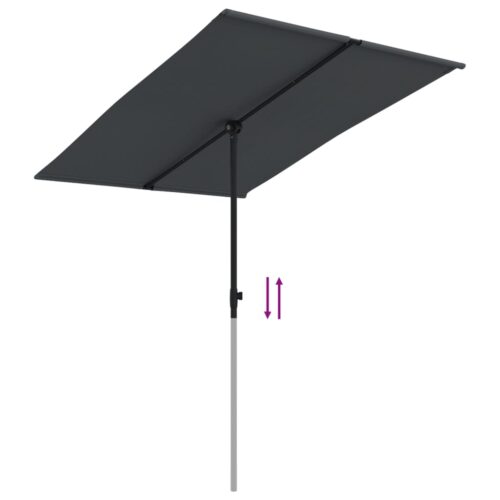 Outdoor Parasol with Aluminium Pole 2x1.5m Black - Image 7