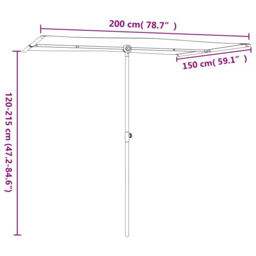 Outdoor Parasol with Aluminium Pole 2x1.5m Black - Image 11