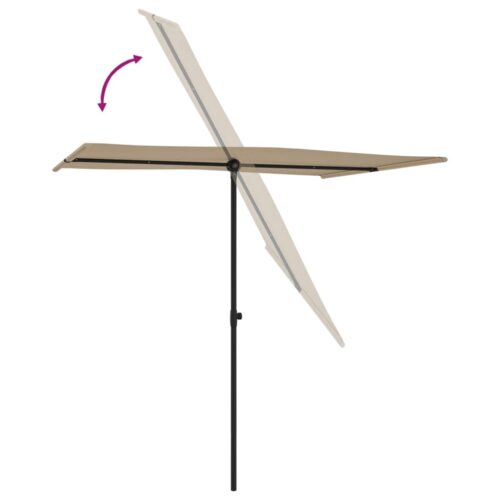 Outdoor Parasol with Aluminium Pole 2x1.5m Taupe - Image 6