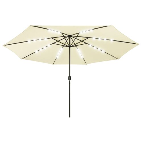 Outdoor Parasol with LED Lights Metal Pole 400cm Sand