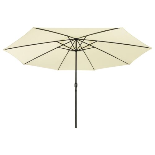 Outdoor Parasol with LED Lights Metal Pole 400cm Sand - Image 3