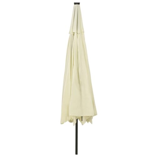 Outdoor Parasol with LED Lights Metal Pole 400cm Sand - Image 5