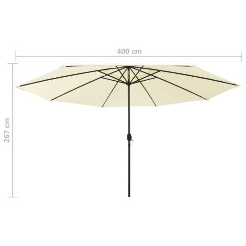 Outdoor Parasol with LED Lights Metal Pole 400cm Sand - Image 7