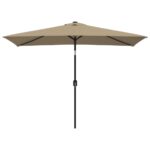 Outdoor Parasol with Metal Pole 300x200cm Taupe