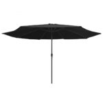 Outdoor Parasol with Metal Pole 390cm Black