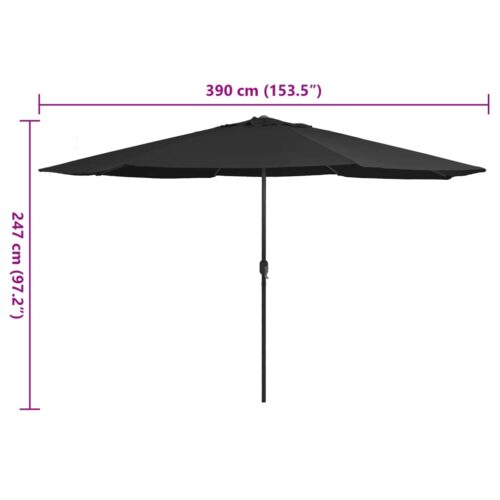 Outdoor Parasol with Metal Pole 390cm Black - Image 7