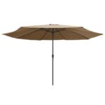 Outdoor Parasol with Metal Pole 390cm Taupe