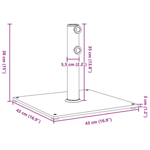 Parasol Base for 32/38/48mm Poles 17kg Square - Image 9