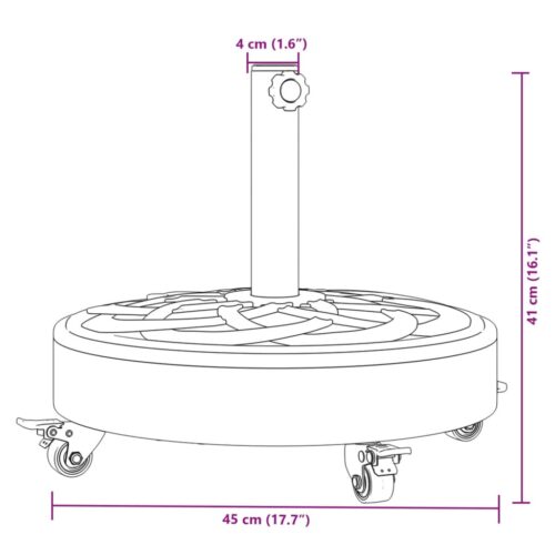 Parasol Base with Wheels for 38/48mm Poles 27kg Round - Image 8