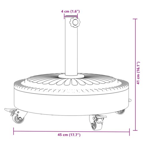Parasol Base with Wheels for 38/48mm Poles 27kg Round - Image 8