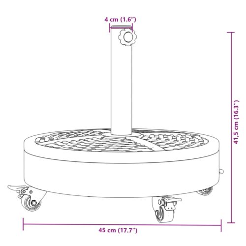 Parasol Base with Wheels for 38/48mm Poles 27kg Round - Image 8