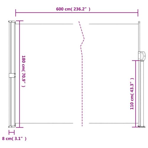 Retractable Side Awning Black 180x600cm - Image 10