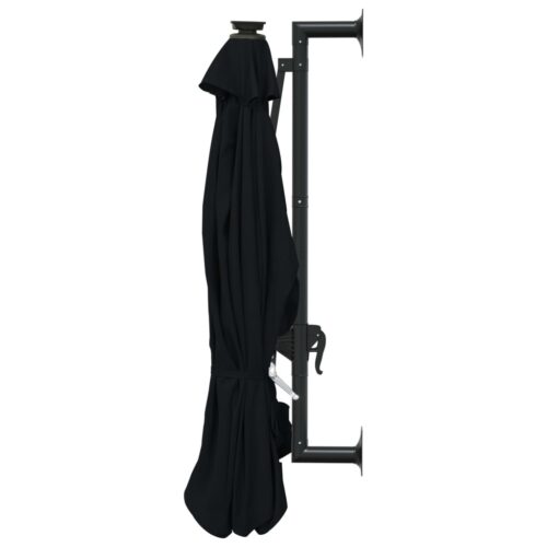 Wall-mounted Parasol with LEDs Metal Pole 300cm Black - Image 5