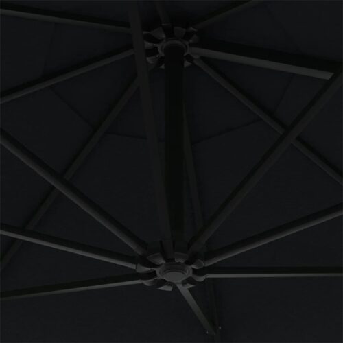 Wall-mounted Parasol with LEDs Metal Pole 300cm Black - Image 8