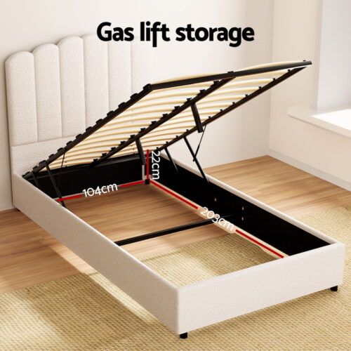 Artiss Bed Frame King Single Size Boucle FION - Image 5