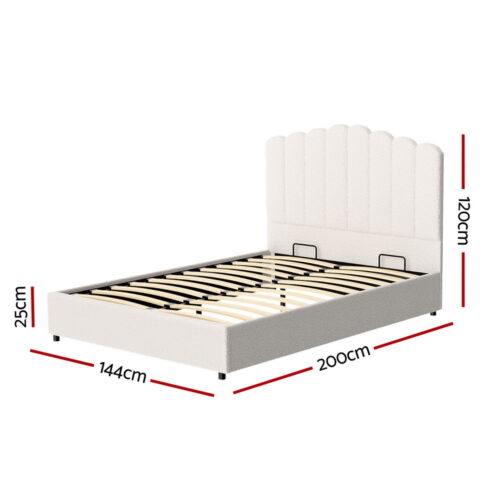 Artiss Bed Frame Double Size Boucle FION - Image 2