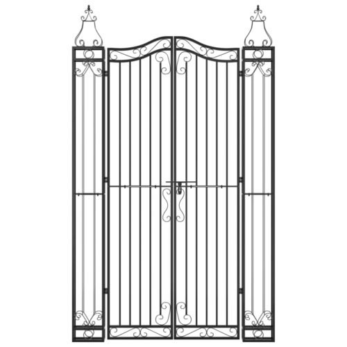 Garden Gate Black 121x8x200cm Wrought Iron - Image 3