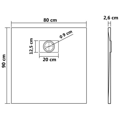 Shower Base Tray Bathroom Floor Trays SMC White 90x80cm - Image 6