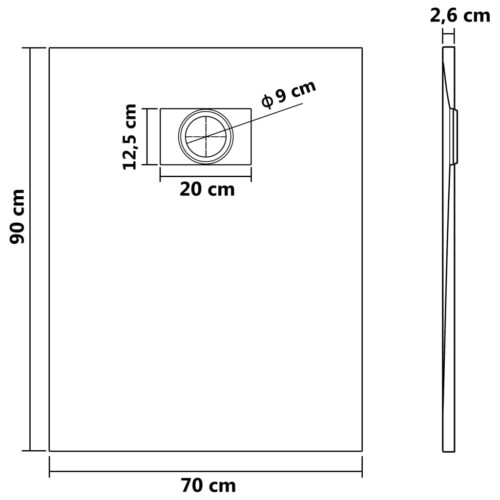 Shower Base Tray Bathroom Floor Trays SMC White 90x70cm - Image 6