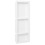 3-Tier Shower Niche Wall Storage Mount Shelf Bathroom Rack Matt White 41x99x9cm