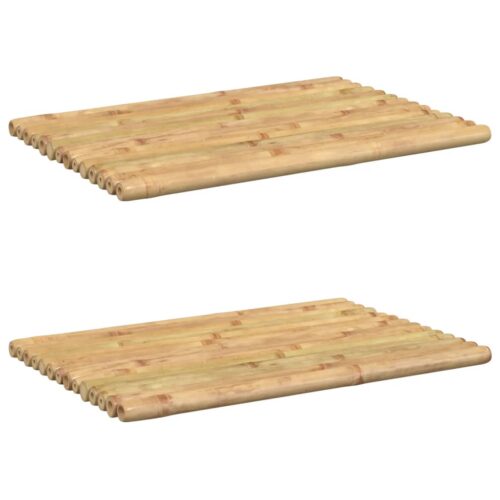 2pcs Bamboo Bath Mats 50x35cm Spa Bathroom Toilet Shower Floor Wooden Anti Slip Mat - Image 2
