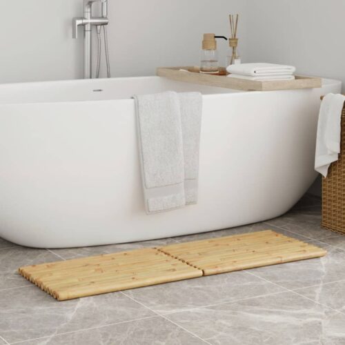 2pcs Bamboo Bath Mats 50x35cm Spa Bathroom Toilet Shower Floor Wooden Anti Slip Mat