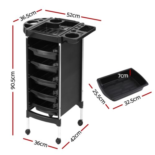 Embellir Salon Trolley Cart Spa Beauty Rolling Tray Hairdressing Storage 6 Tiers - Image 2