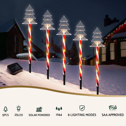 25 LED 5 PCS Christmas Lights Path Ground Light Garden Decorations Jingle Jollys - Image 4
