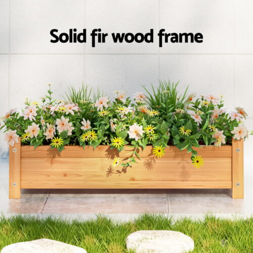 Green Fingers Garden Bed 65x33x16cm Wooden Planter Box Raised Container Growing - Image 5