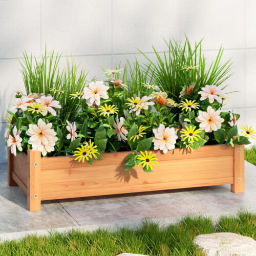 Green Fingers Garden Bed 65x33x16cm Wooden Planter Box Raised Container Growing - Image 7