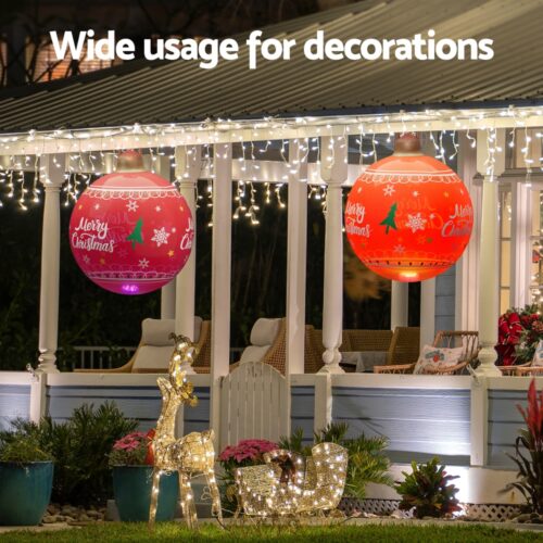Jingle Jollys Christmas Inflatable Ball 60cm Led Illuminated Xmas Decoration Red - Image 5