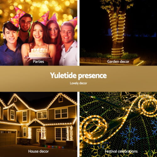 20M Christmas Lights String Rope Light Decorations 600 LED Warm Jingle Jollys - Image 4