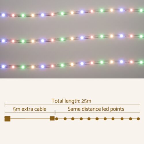 20M Christmas Lights String Rope Light Decorations 600 LED Colorful Jingle Jollys - Image 2