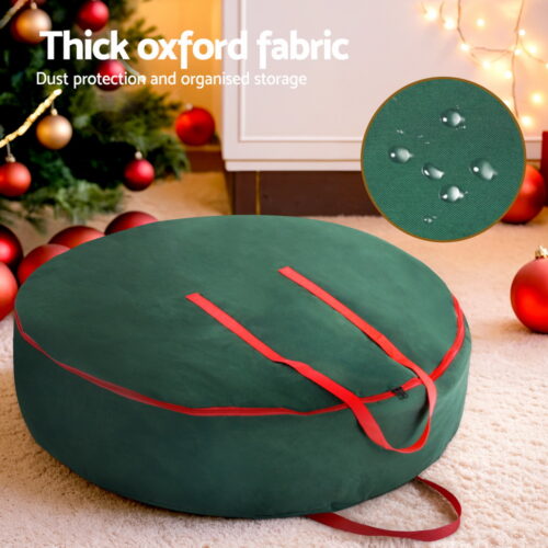 Jingle Jollys Christmas Garland Wreath Storage Bag Baubles Ornaments Container - Image 4