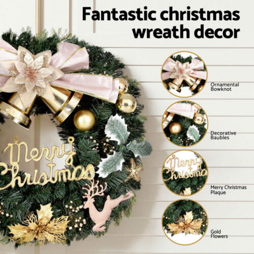 Jingle Jollys Christmas Wreath 60CM Garland Flowers Baubles Party Decorations - Image 5
