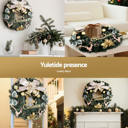 Jingle Jollys Christmas Wreath 60CM Garland Flowers Baubles Party Decorations - Image 6